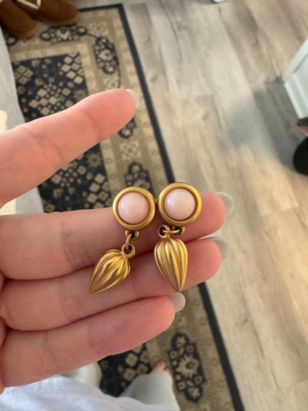 Gold-Tone Pink Drop Earrings - Elegant Women's Jewelry